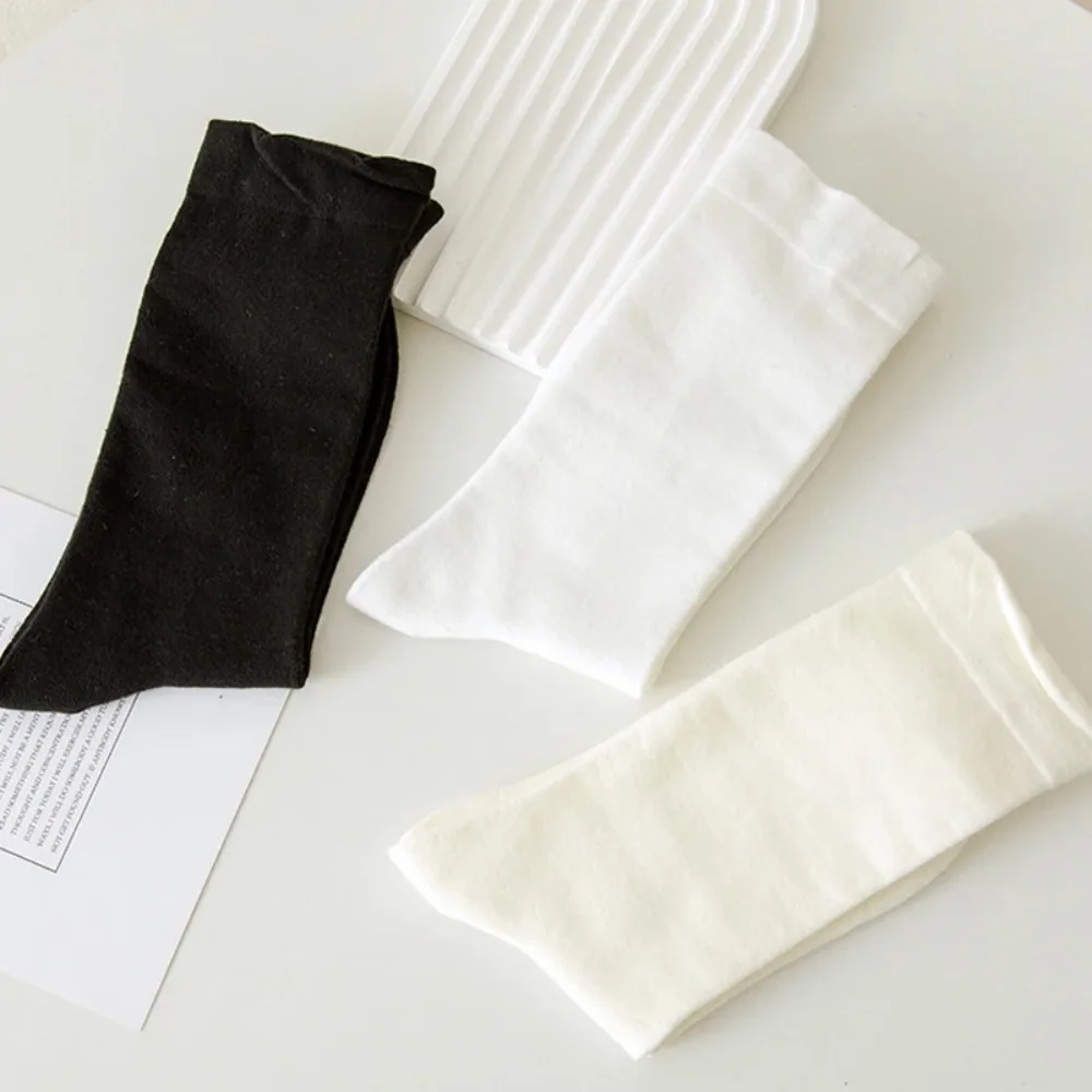 10 أزواج من الجوارب النسائية ذات الألوان النقية لمنتصف الساق، كاجوال، مناسبة لجميع المواسم، متعددة الاستخدامات، جوارب طويلة، بسيطة ومريحة