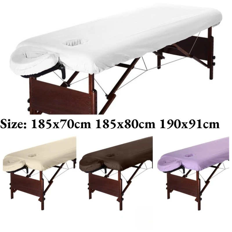 Solid Color Microfiber Massage Table Sheet Set 3pcs/Set Premium Salon SPA Bed Cover Flat Fitted Sheet Kit with Face Cradle Cover