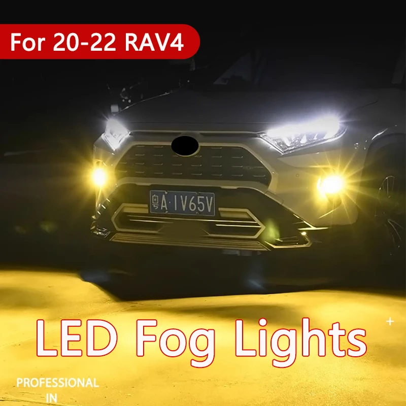 Car Front Fog Light LED Bulb Front Fog Lamp Bulb High Brighness Led Bulb Trim Fit For Toyota RAV4 2020-2022 Exterior Accessories