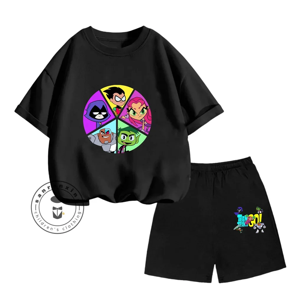 

Teen Titans Tshirt Toddler Girls Teen Titans Clothes Baby Boys Short Sleeve Sweatshirt Sets Summer Children's Clothing