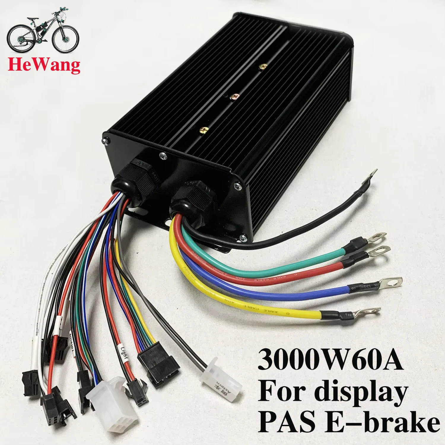 AliExpress 36V48V52V64V 3-mode sine wave 3000W 60A brushless motor controller for LCD Display , throttle, P.A.S , E-brake, e-mountain bike