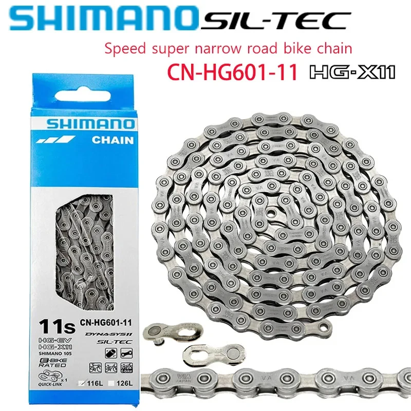 SHIMANO 11 Speed Bike Chain SIL-TEC CN-HC701 Ultegra Deore XT Bicycle Chain 116 Links 11V MTB Current Chain for Road E-Bike Part