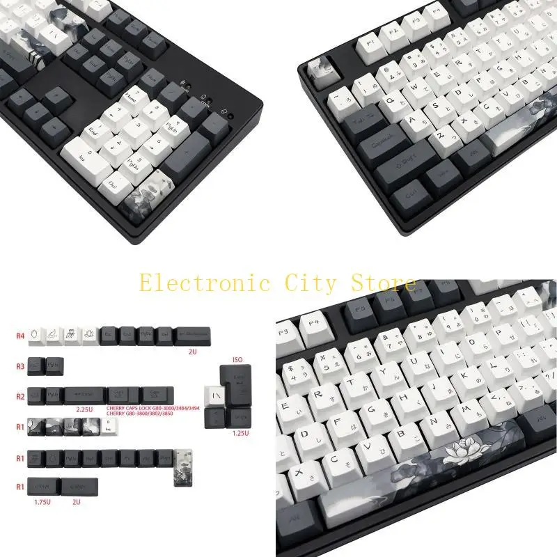 140 Keys Lotus for Key Caps Japanese PBT Dye Subbed OEM Profile Keycaps For MX Switches Mechanical Keyboard Keycap S HU8D