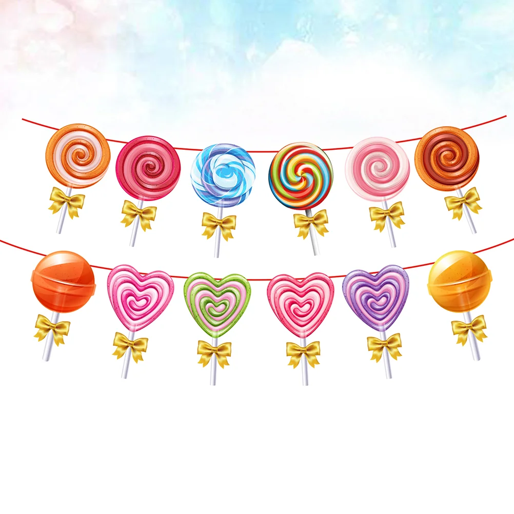 

Creative Banner for Birthday Party Lollipop Flower Garland Happy Banners Decorations