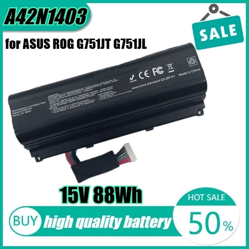 

15V 88Wh A42N1403 Laptop Battery for ASUS ROG G751JT G751JL G751JM GFX71JM A42LM9H A42LM93