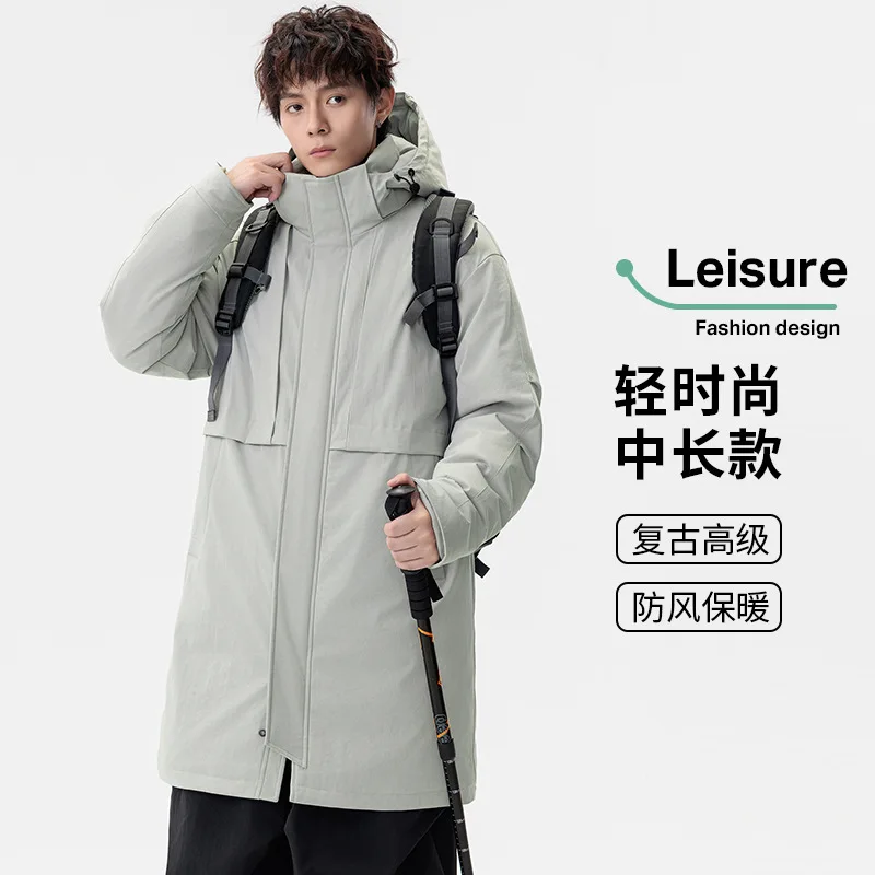 

Plus-size Mid-length Jacket and Cotton Coat, Autumn and Winter Windproof Outerwear for Men, Trendy and Fashionable, Warm