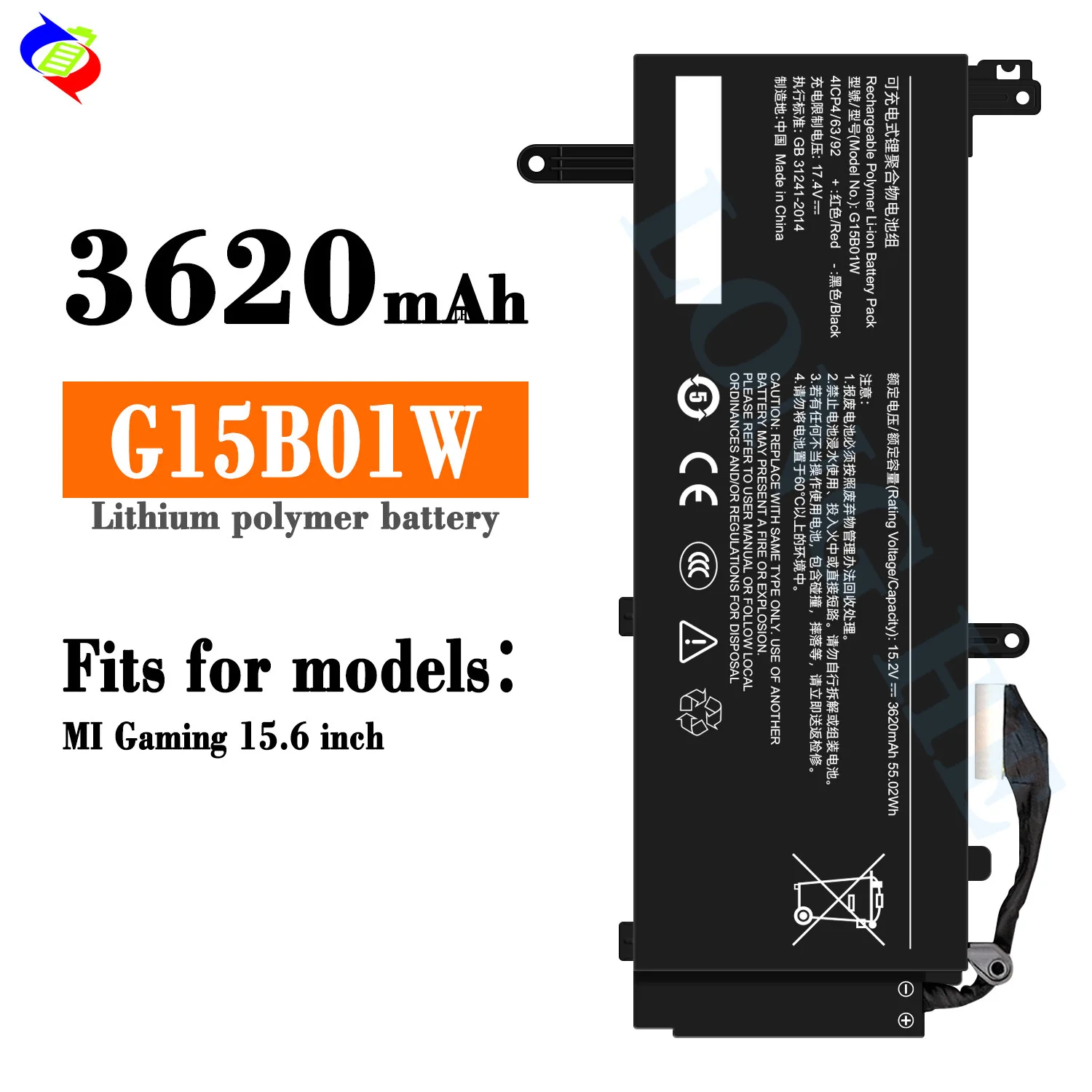G15B01W Laptop Battery for Xiaomi Gaming Laptop 15.6'' i5-7300HQ GTX1050 GTX1050Ti GTX1060 171502-A1 Replacement Battery