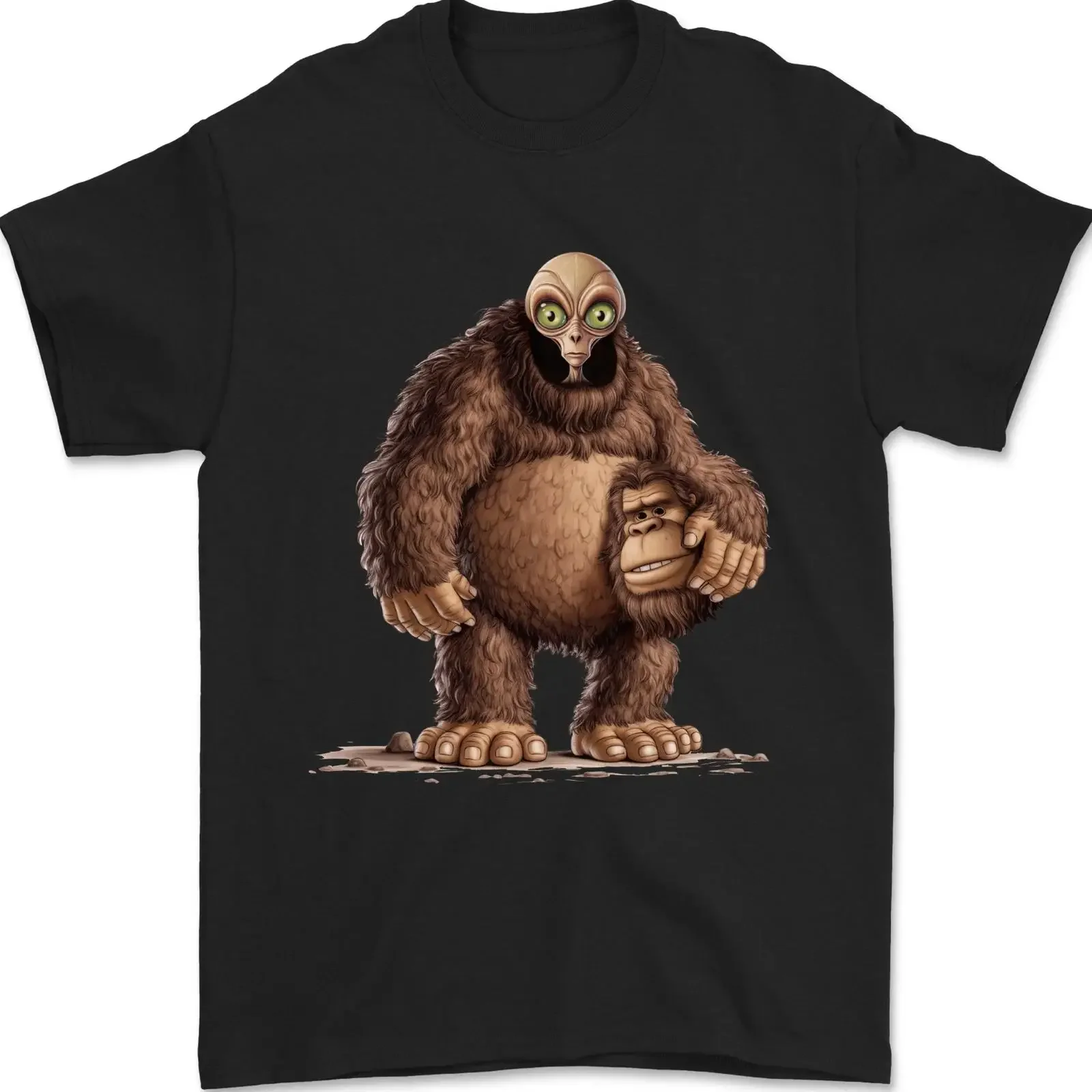 Camiseta de hombre Alien in a Bigfoot Fancy Dress Outfit Ape Gorilla, 100% algodón, estilo vintage lavado, para uso diario, streetwear.