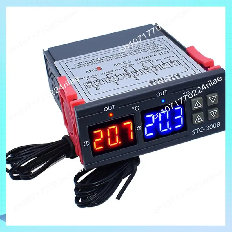 

A17Z двойной цифровой STC-3008 регулятор температуры с двумя релейными выходами термостат нагреватель с зондом регулятор температуры 24 В