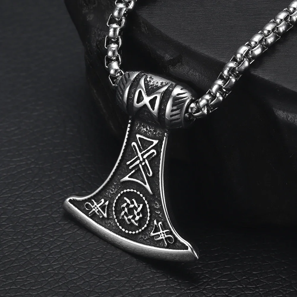 Stainless Steel Viking Axe Pendant for Necklace DIY Accessories Pendants Findings Jewelry Making Supplies Vintage Hole 4mm