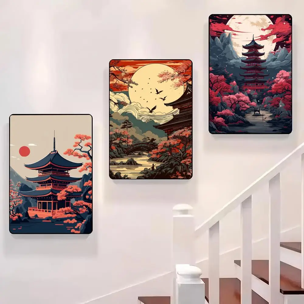 

Japanese Architecture Aesthetic Poster Sticky Wall Waterproof Home Living Room Bedroom Bar Aesthetic Decoration Perfect Gift