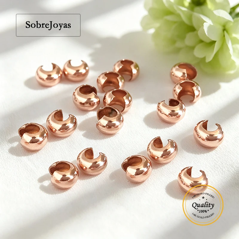 14K Rose Gold Filled round Crimp Cover 3/4mm Bulk Wholesale DIY Jewelry Findings