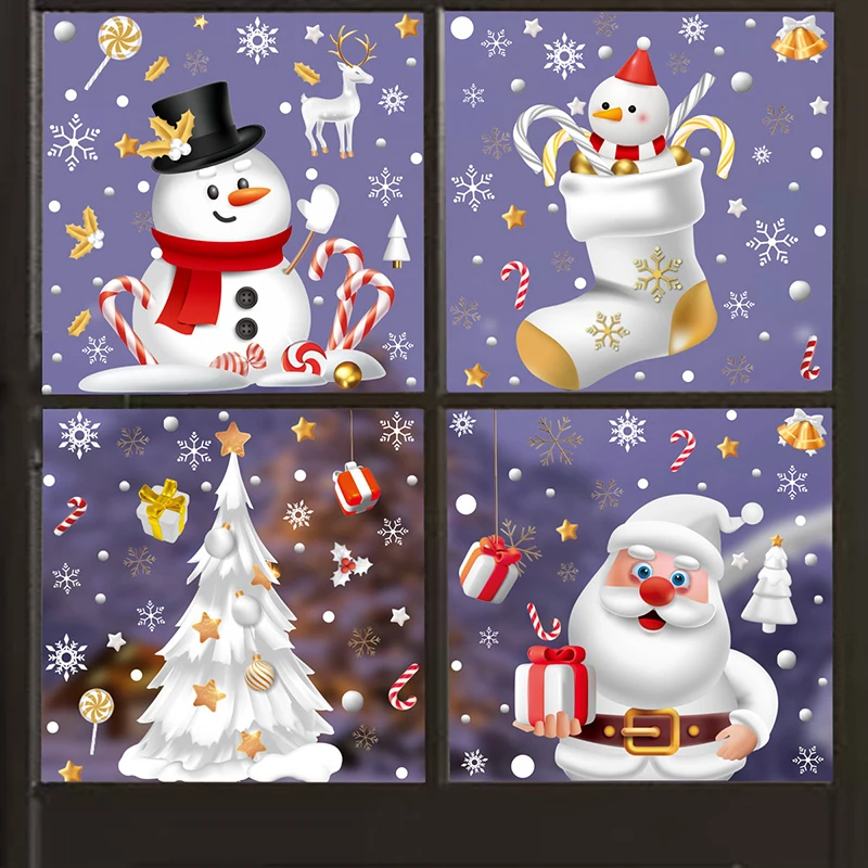 عيد الميلاد كاندي سنو هاوس ملصق ثابت، ملصقات نافذة زجاجية لعيد الميلاد، ملصقات نافذة عيد الميلاد الديكور
