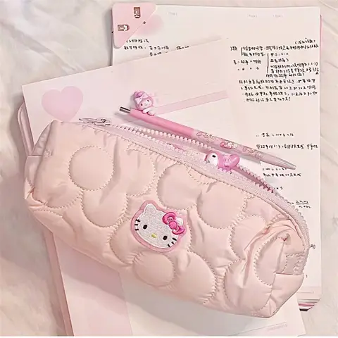 Sanrio 헬로 키티 연필 주머니 대용량 펜 케이스 귀여운 Kt 고양이 화장품 가방 여자 학생 용품 편지지 선물