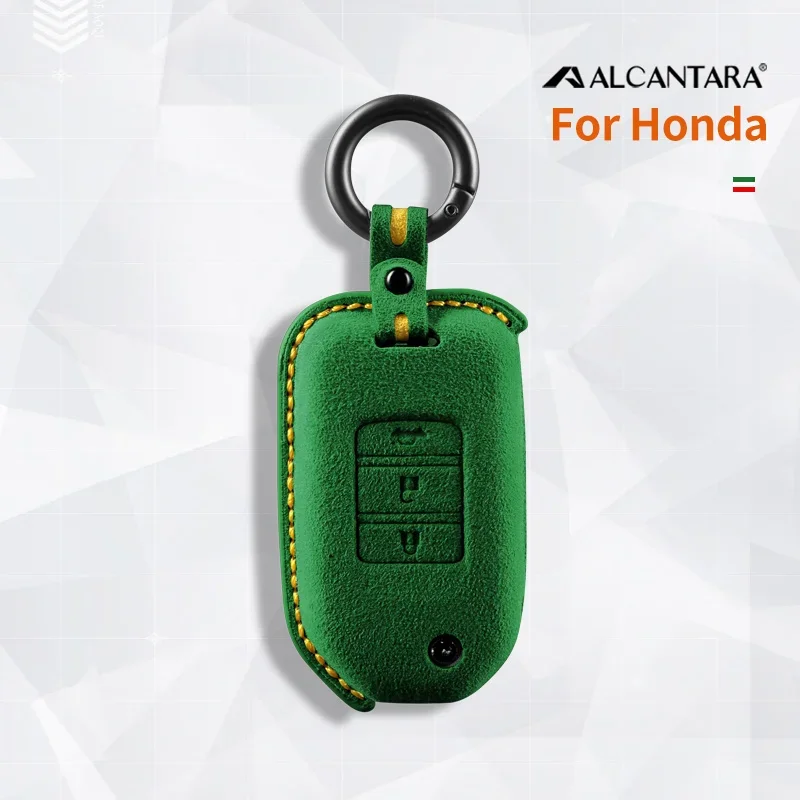 

For Honda Civic Accord City CRV Jazz XRV Vezel HRV Suede Alcantara Car Key Case Cover Shell Keychain Protector Styling
