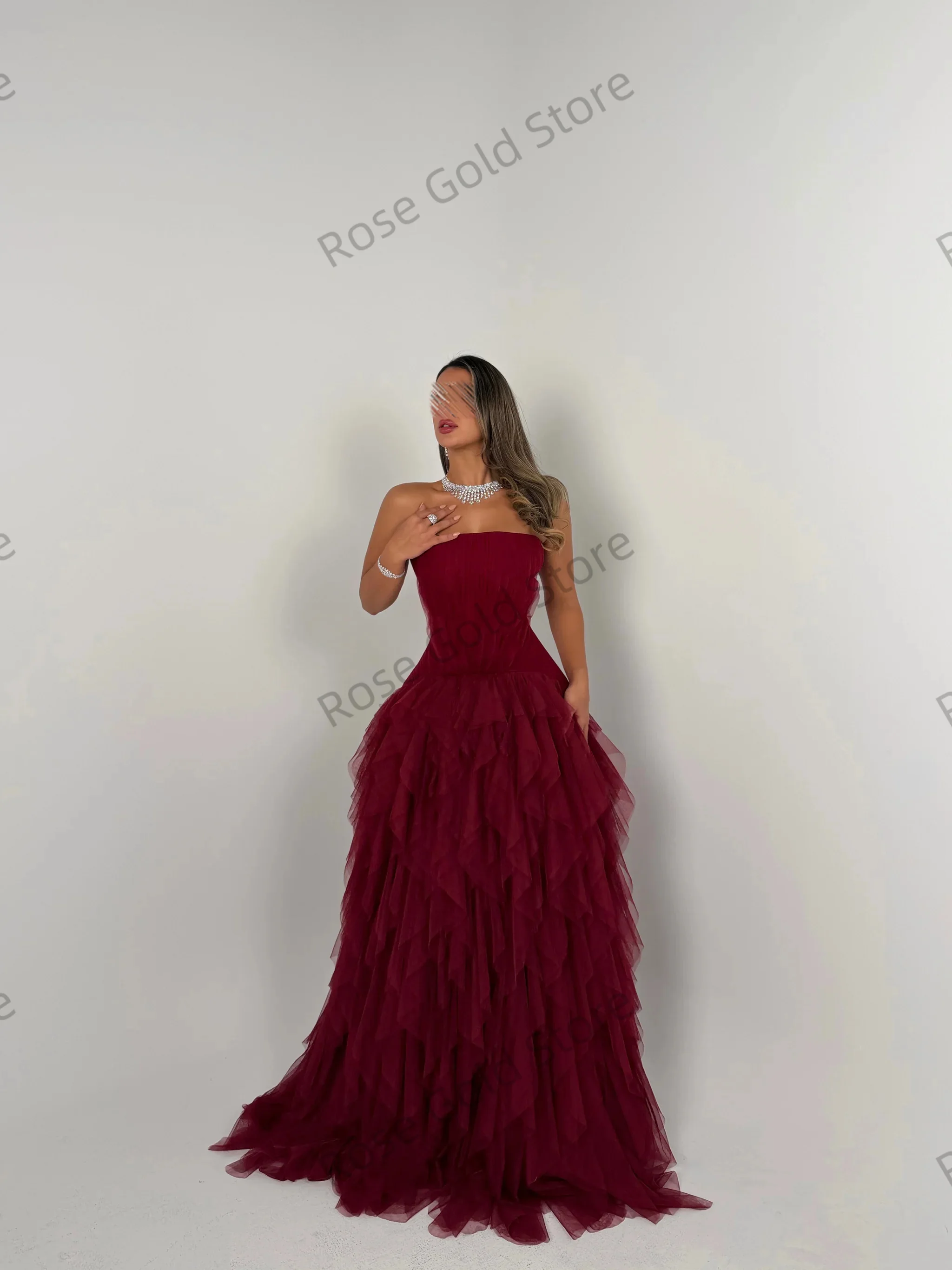 Elegante borgonha vestidos de noite encantador uma linha babados vestido de gala personalizado formal brithday feminino robe de soriee