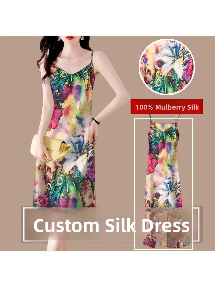 กระโปรงยาวทรงเอพิมพ์ลายผ้าซาตินคอตตอนสำหรับผู้หญิง สไตล์ลำลอง ใส่สบาย เหมาะสำหรับฤดูร้อน