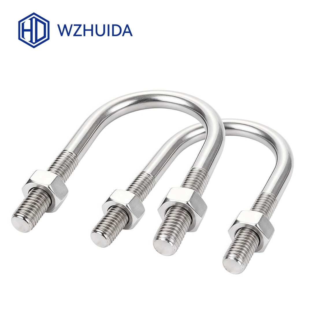M6 M8 M10 M12 U-Type Bolts with Nuts Hoop Horse 304 Stainless Steel U-Shaped Screws for Construction Installation Fastener