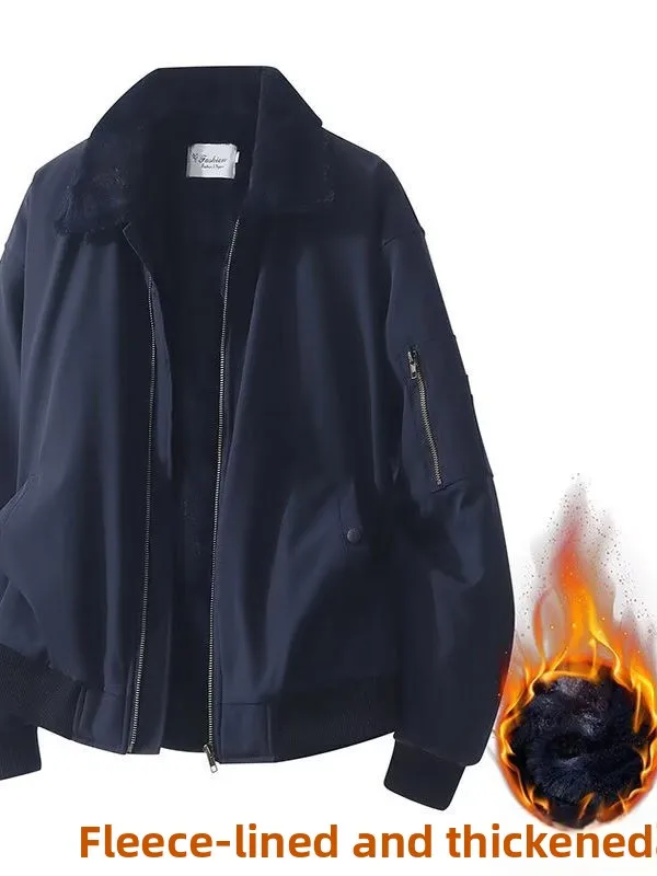 

Мужская куртка-пилот из хлопка с начесом, повседневная, теплая, молодежная, свободного кроя, с кепкой, в американском стиле