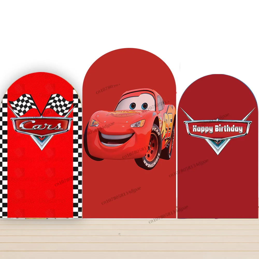 Race Car Arch Backdrop Cover Children Boy Party Pixar Cars Backgrounds Arched Lightning Mcqueen Red Desert Room Decoration Wall