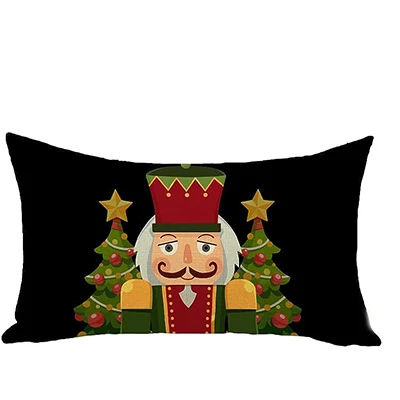 Merry Christmas Nutcracker Lumbar Decoration Pillow Cover Cartoon Home Decoration, Winter Holiday Sofa Cushion Cover