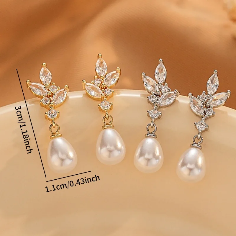 ليف الزركون العروس أقراط اللؤلؤ للنساء 2025 رائعة أنيقة مأدبة اكسسوارات الراقية ضوء فاخر قطرة الماء الأذن مربط #3