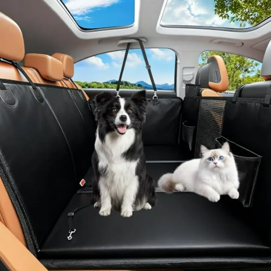 

Dog Car Seat Cover for Back Seat Extender with Hard Bottom Holds 400lbs Waterproof Easy to Use and Clean in Black