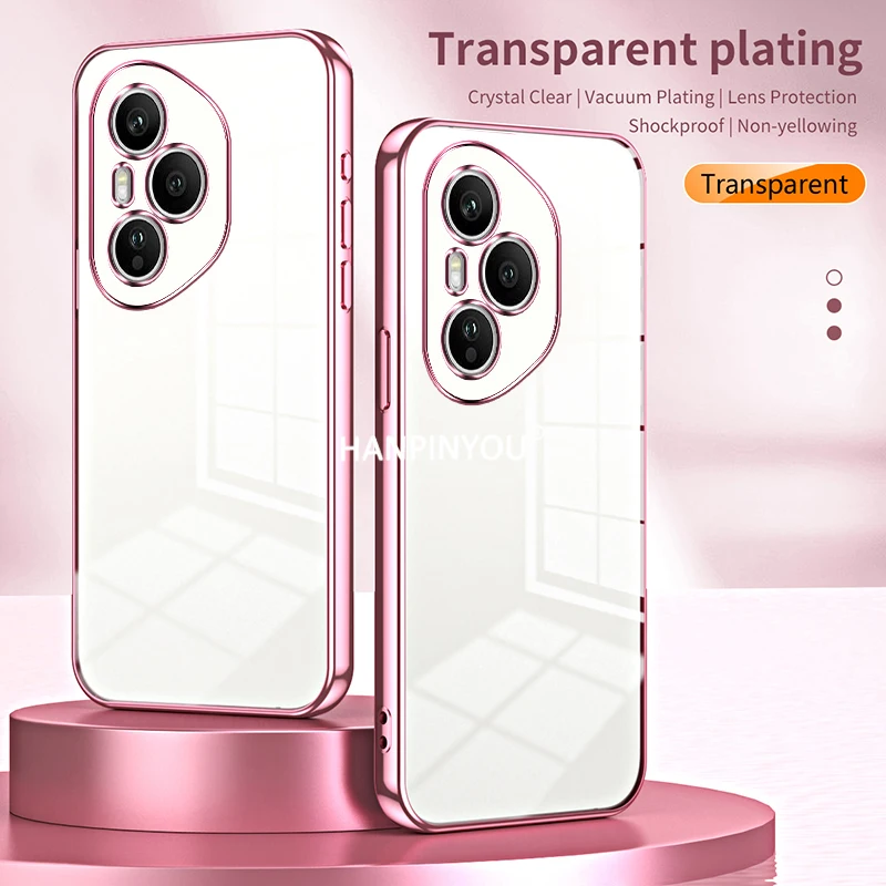 Luxury Plating Clear Phone Case For Honor 400 Pro 300 200 Pro Lite Shockproof Camera Protector Soft Cover Shell