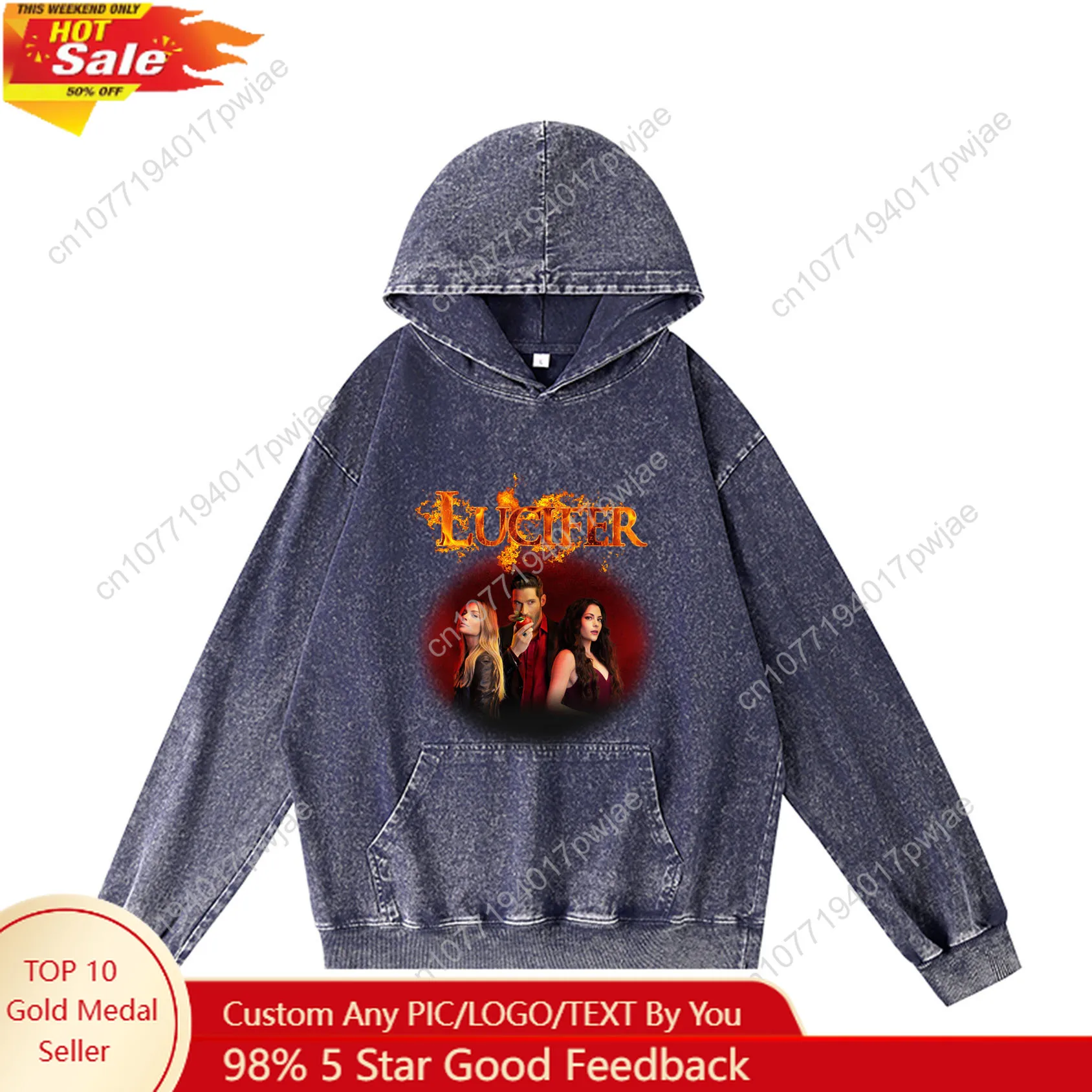 

Lucifer TV Lucifer Morningstar Hoodie Hooded Sweatshirt Men Woman Vintage Pullover Sweatshirt Pocket Oversized Customized Top