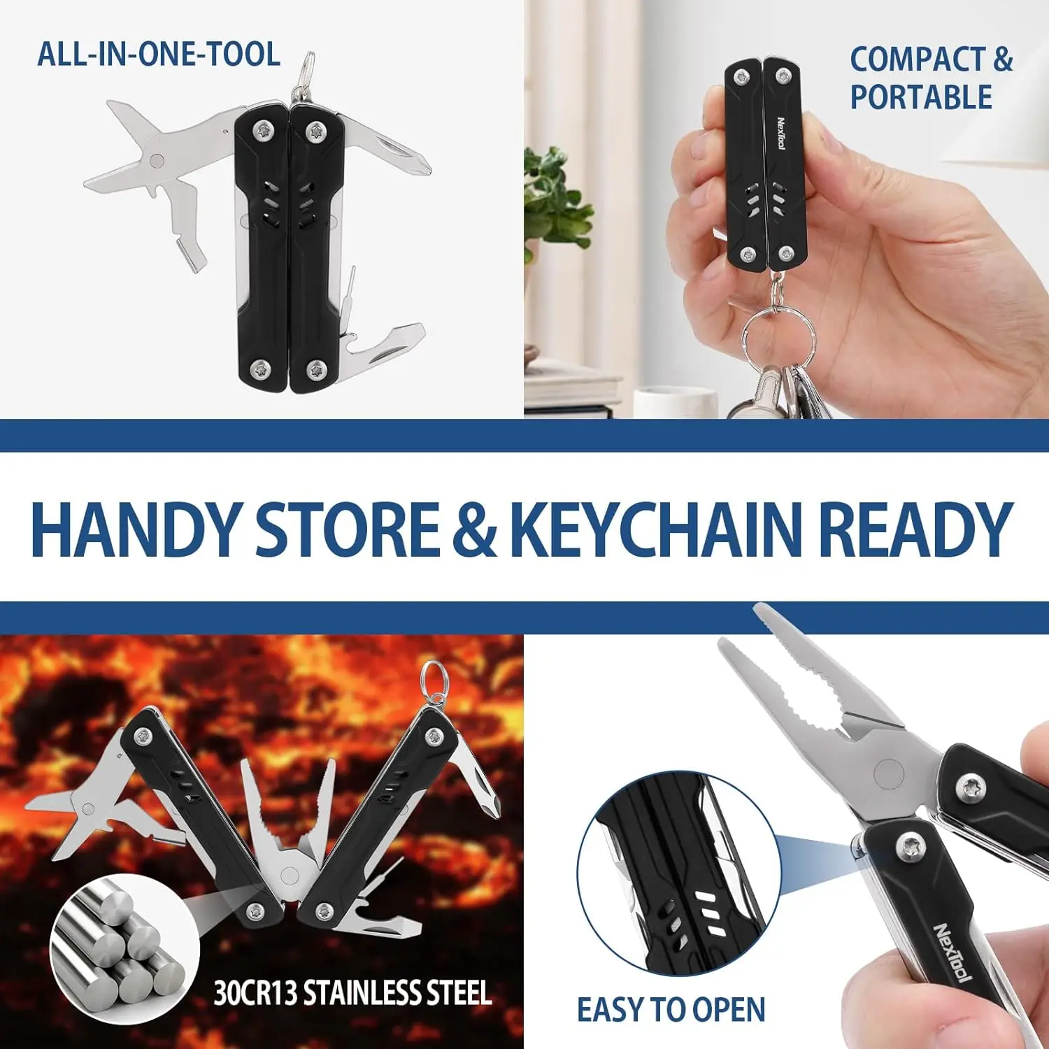 Imagem -05 - Nextool-mini Alicate de Marinheiro Lite em Chaveiro Multitool Tesoura Dobrável Chave de Fenda Bladeness Edc Multi Ferramentas ao ar Livre Viagem