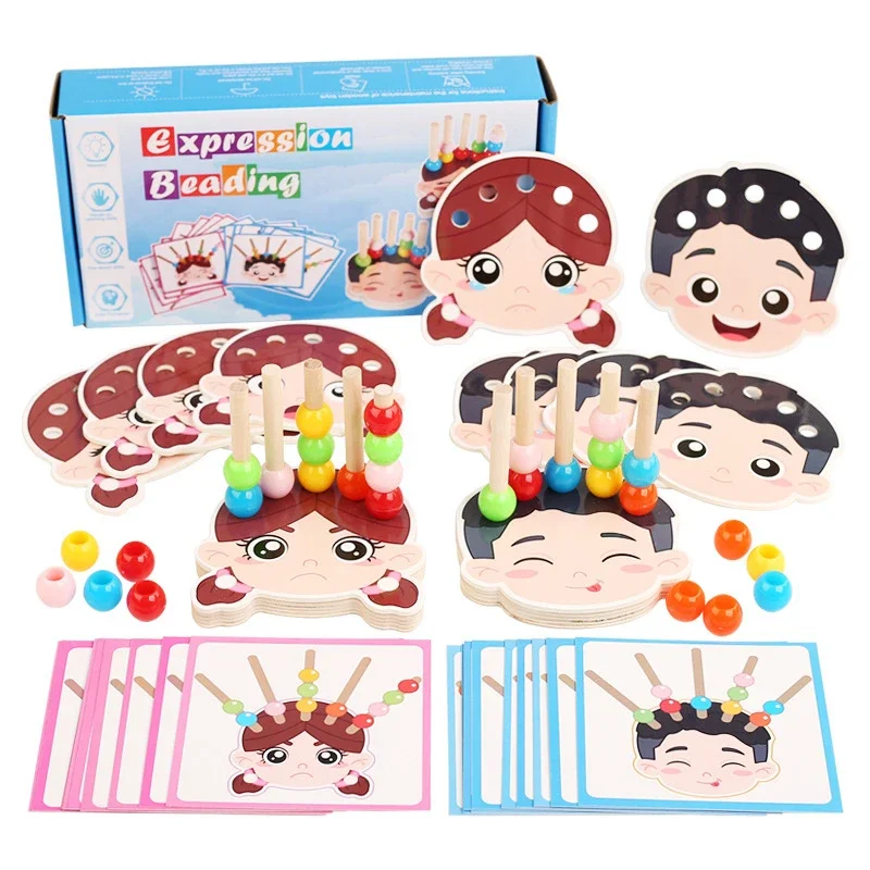 Jeu de perles à enfiler, jouets sensoriels Montessori, émotion assortie, tri des couleurs, motricité Fine, éducation précoce, créative