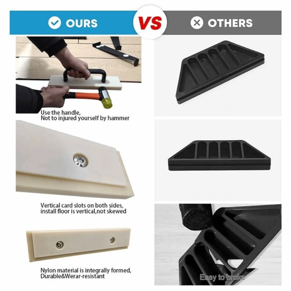 Heavy Duty Tapping Block Nylon White Smooth Edges Gap Fixer Tool 20/25/30/40 cm Resistant To Deformation Floor Installation Tool