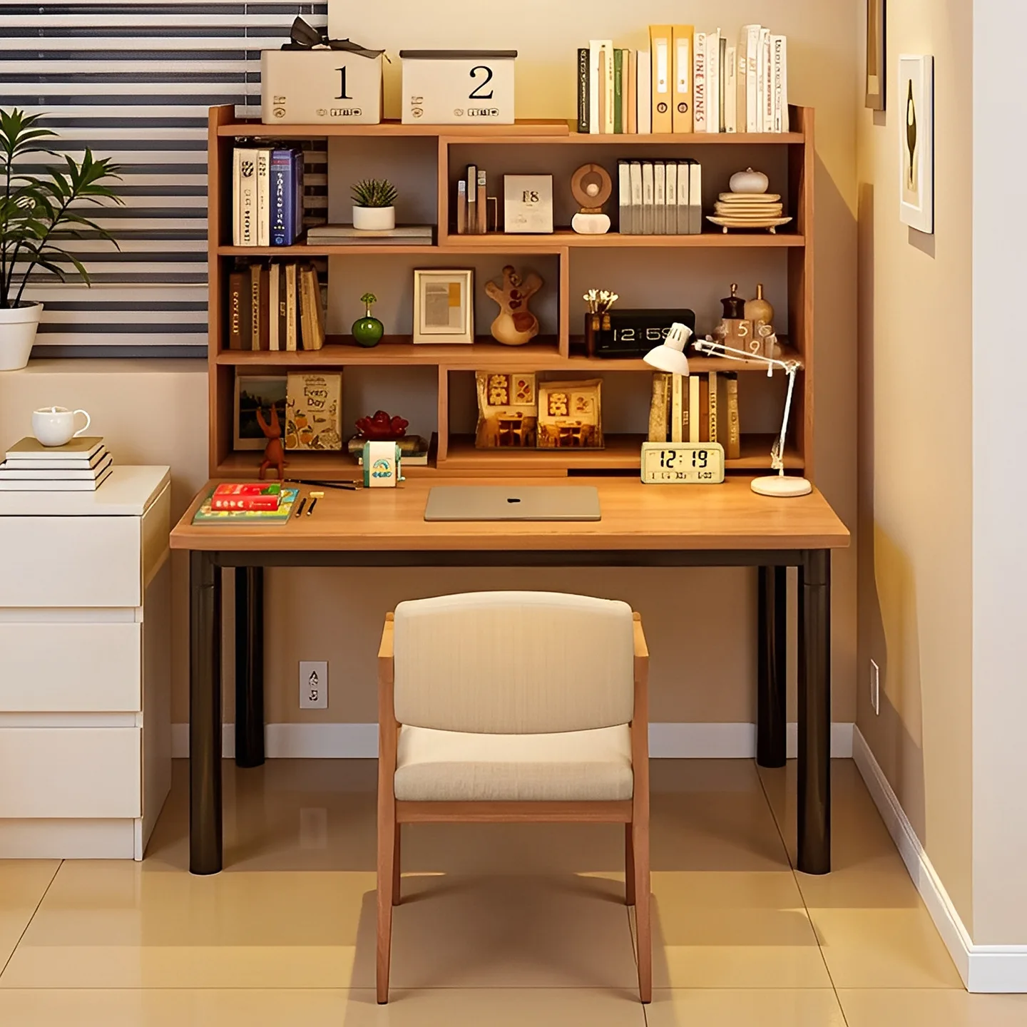 Desk bookshelf integrated table student home study writing table bedroom desk