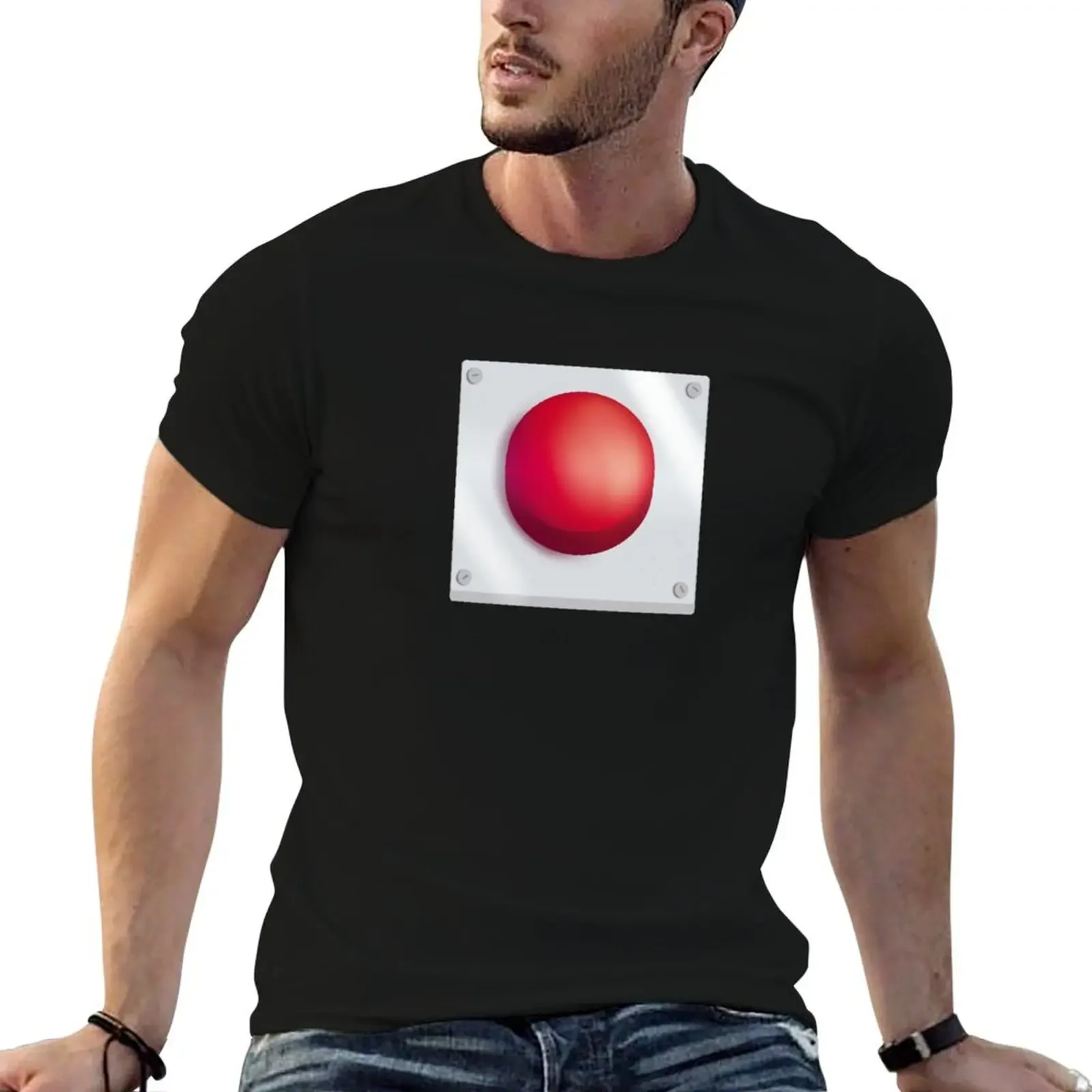 

Big Red Button T-Shirt street wear kawaii clothes vintage mens graphic t-shirts big and tall