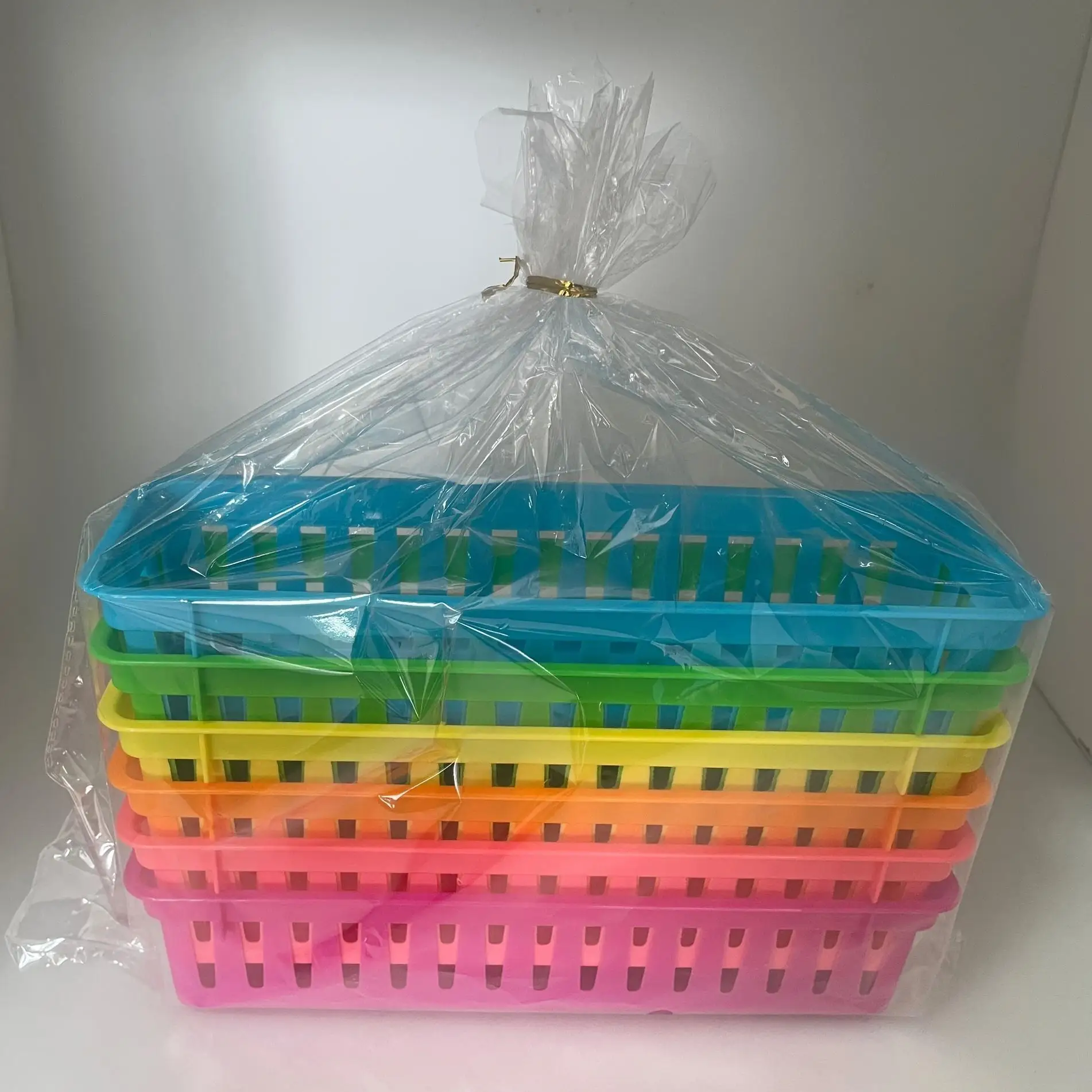 1pc Plastic Rectangular Stationery Pencil  Eraser Storage Office Sorting Storage Basket Colorful  Organizer Basket