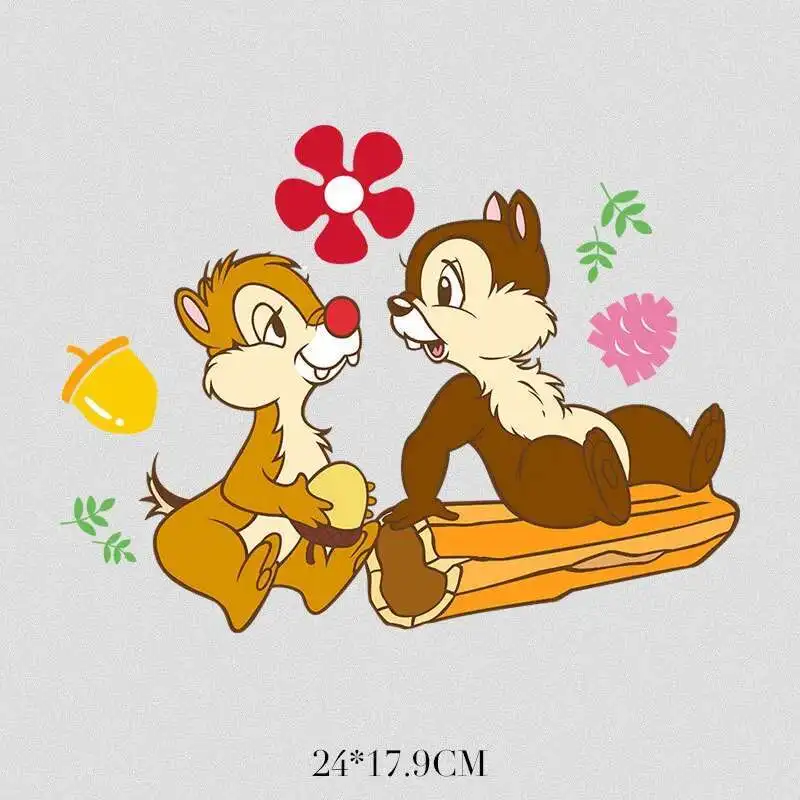 Miniso Co ذات العلامة التجارية IP Chip 'n' Dale تي شيرت ملصقات حرارية الملابس التصحيح زين نقل الحرارة الحديد على سترة الأطفال #2