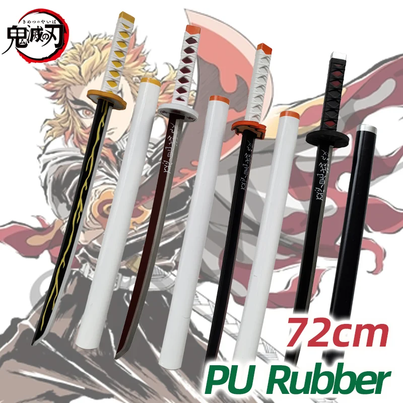 72cm Demon Slayer Katana Swords Tanjirou Zenitsu Katana Fake Sword Killer Devils Real Size Japanese Anime Cosplay Prop Toy Gift