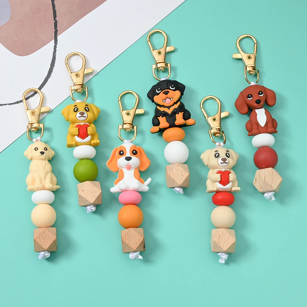

1pc Cartoon Silicone Puppy Stroller Hooks Decoration With Lobster Buckle For Keychain Handbag Accessory