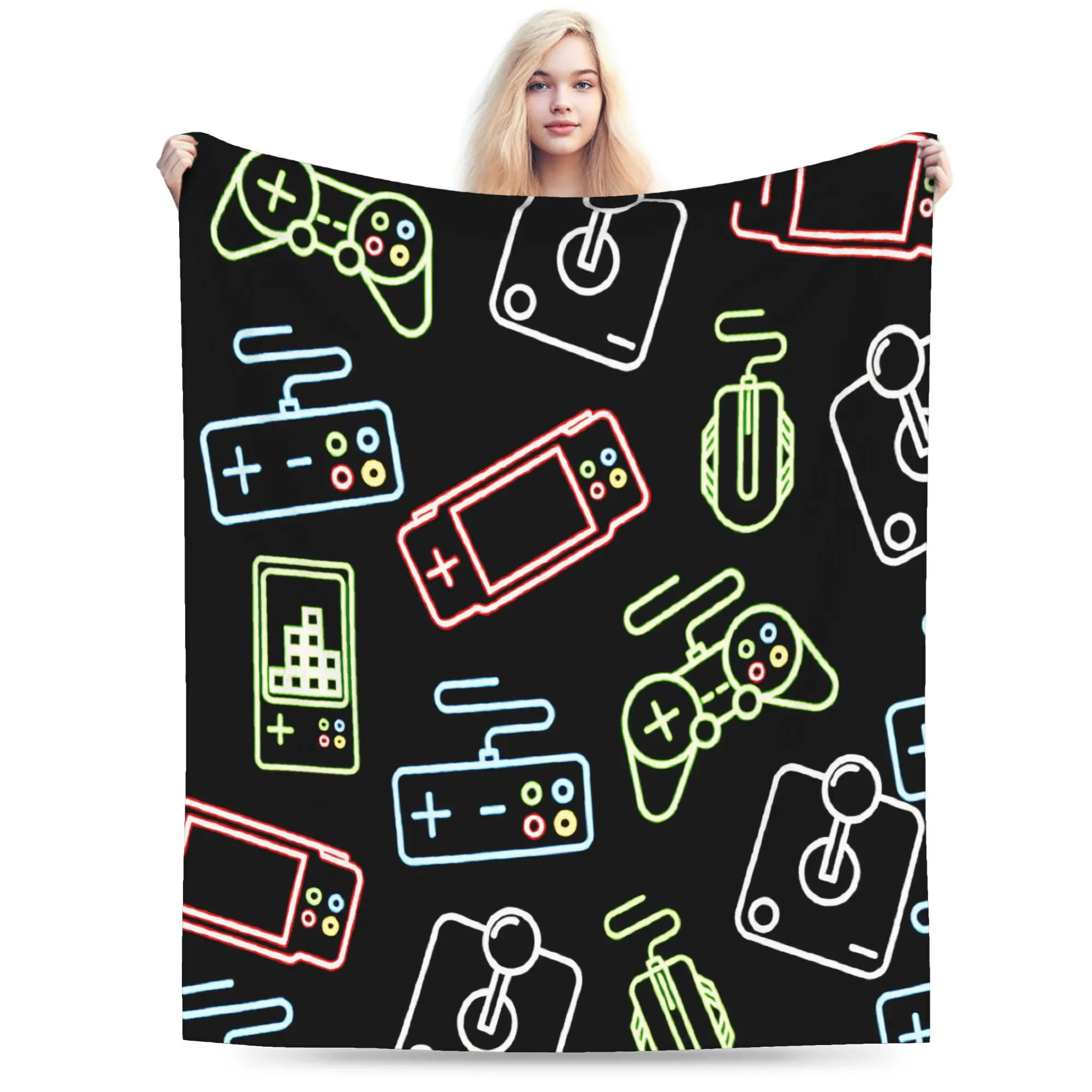 Couverture en peluche sur le thème des jeux vidéo pour enfants, jeté de lit en flanelle doux et chaud, couvre-lit personnalisé de qualité, cadeau