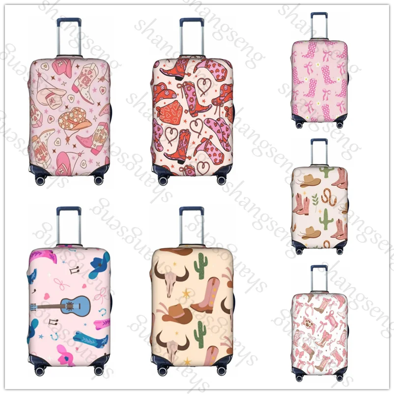 

Thick Elastic Luggage Protective Cover Zipper Suit For 18-32 inch Bag Suitcase Covers Travel Accessories with pink retro cowgirl