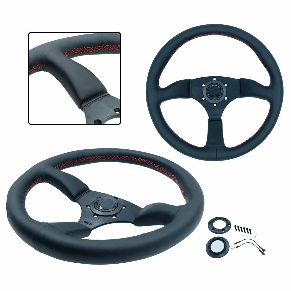 

FOR 14-inch Acura Car Modification Quick-Release Universal Shallow Concave Personalized Racing Steering Wheel 3Spoke 35mmGenuine
