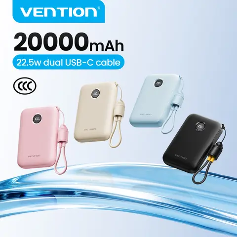 [KC Certification][CCC Certification] Vention 20000mAh 22.5W Power Bank Mini Fast Charging Detachable Lanyard Charger for iPhone