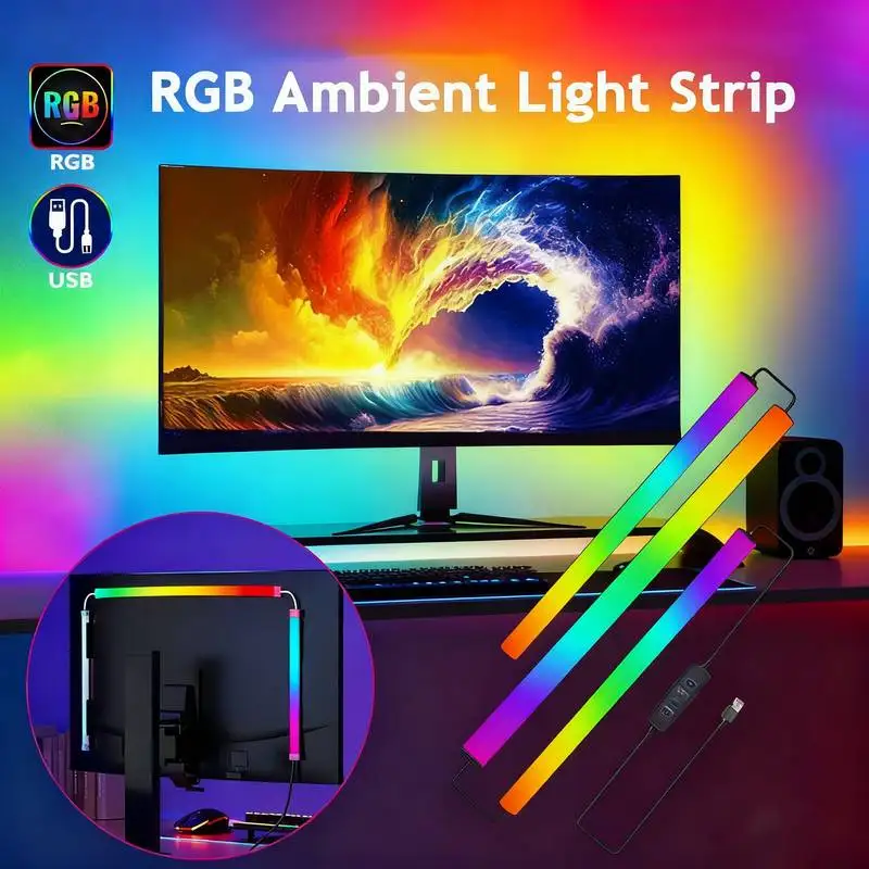 

Светодиодная лента RGB-IC USB для ПК, 24-32 дюйма, с автоматической синхронизацией цвета экрана, гибкая подсветка для игрового компьютера, корпуса, монитора, фоновая подсветка