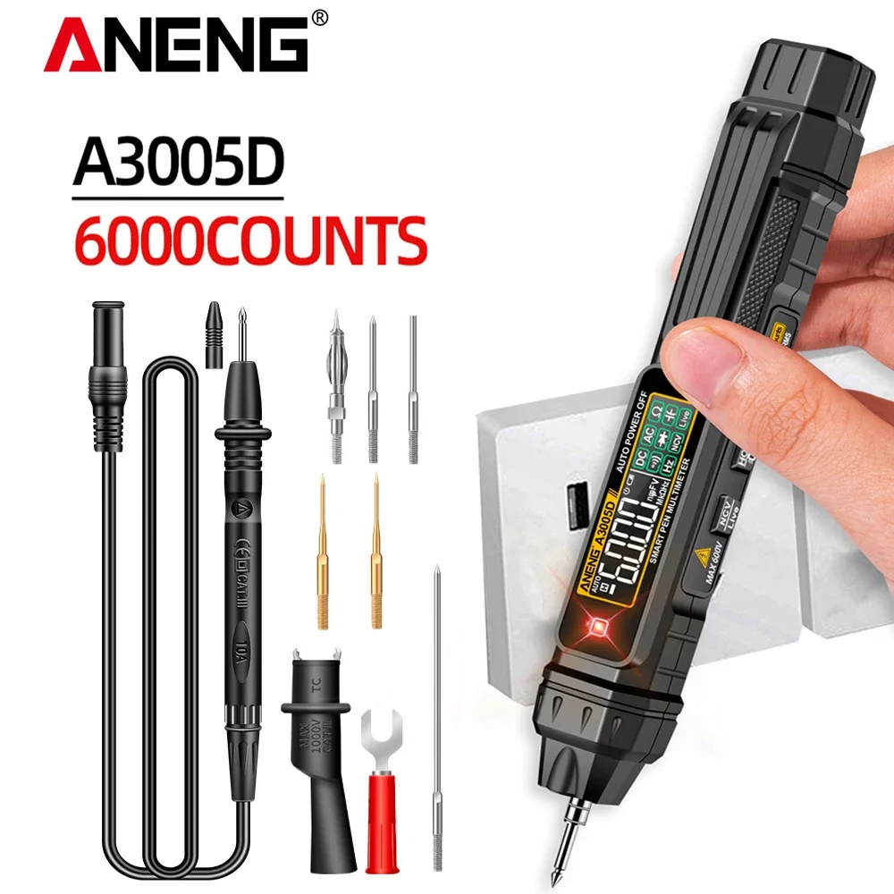 

ANENG A3005D Mini Pen-type Multimeter Digital Non-Contact AC/DC Voltage Tester 6000 Counts True RMS NCV Hz Ohm Diode Tester