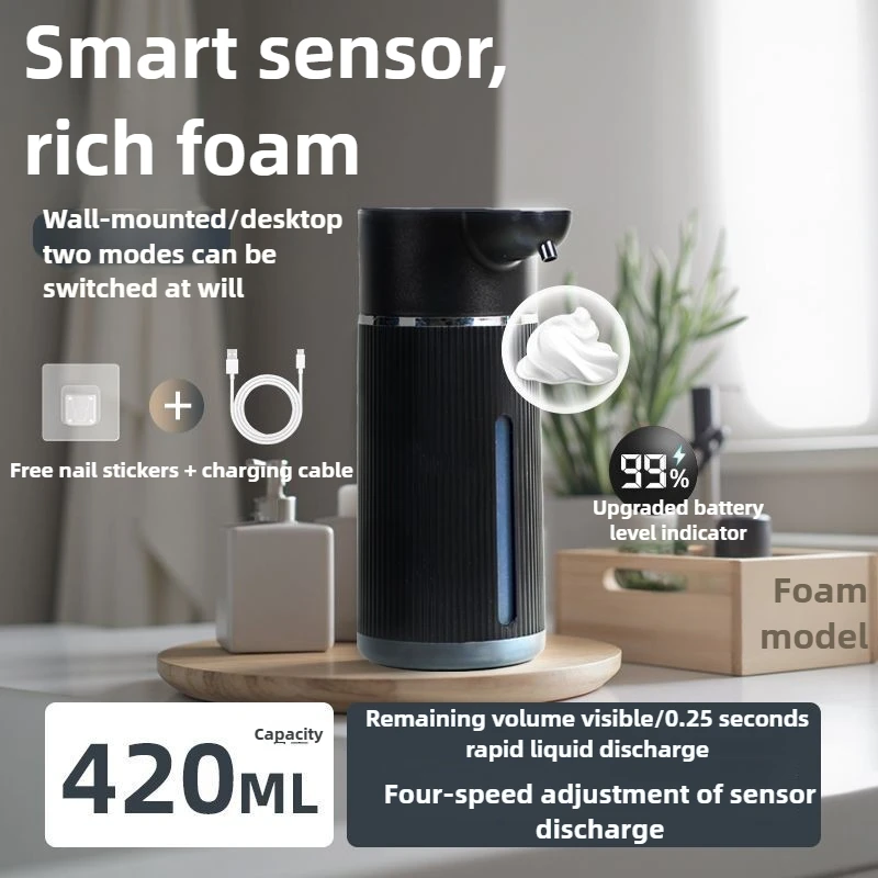 

420ML Automatic Soap Dispenser Waterproof IPX6 Touchless Smart Hand Soap Dispenser USB C Rechargeable 1200 MAH Soap Dispenser