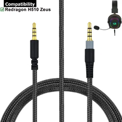 OFC Replacement Nylon Braided Aux 3.5mm Cable Extension Cord For Redragon H510 Zeus Wired Gaming Headsets Headphones