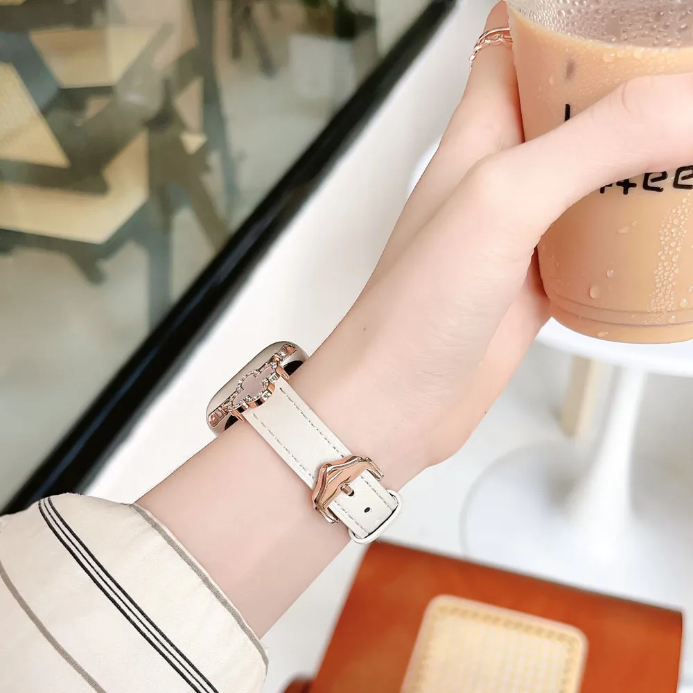 Metal Leather crocodile pattern Strap for Apple Watch Band 40mm 41mm 42mm 44mm 45mm 38 49mm Women Wristband for Apple 8 7 6 5 4