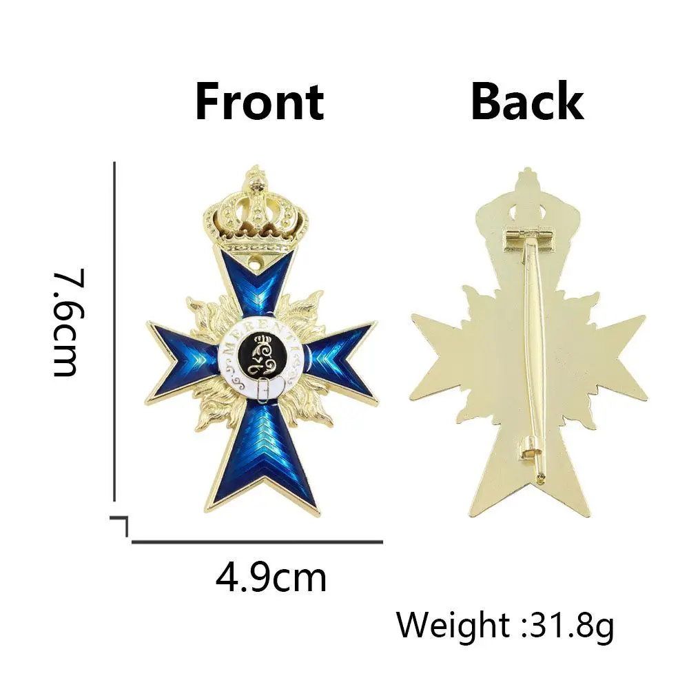 Order of Saint Michael (Bavaria) Metal Badge Blue Enamel Cross Crown Brooch Decoration Crafts