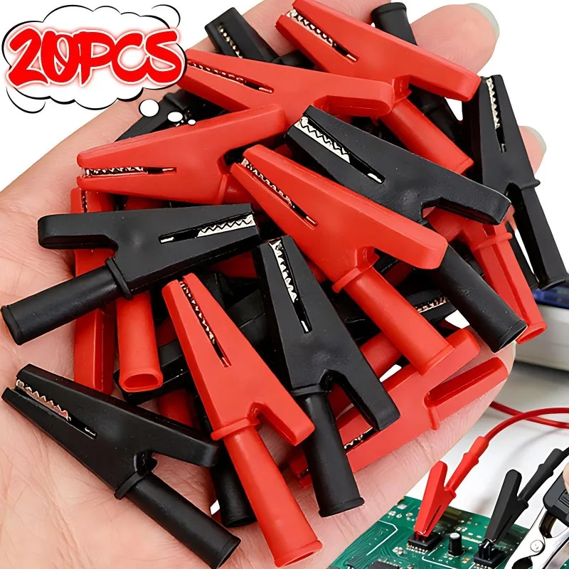 

1-20pcs Insulated Alligator Clips Banana Plug Cable Connector Multimeter Electrical Testing Clips Battery Power Crocodile Clamps