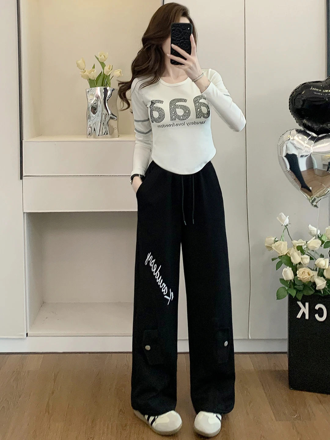 cool-spicy-women's-spor-casual-set-long-sve-t-irt-high-waist-wide-leg-pants-two-piece-slimming-waist-ensemble